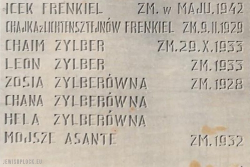 Nazwiska członków rodzin na płytach stanowiących część pomnika upamiętniającego ofiary Holokaustu  (fotografia ze zbiorów prywatnych Hedvy Segal)